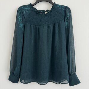 Mason & Belle Women Long Sleeve With Embroidered Floral Top Blouse Size M